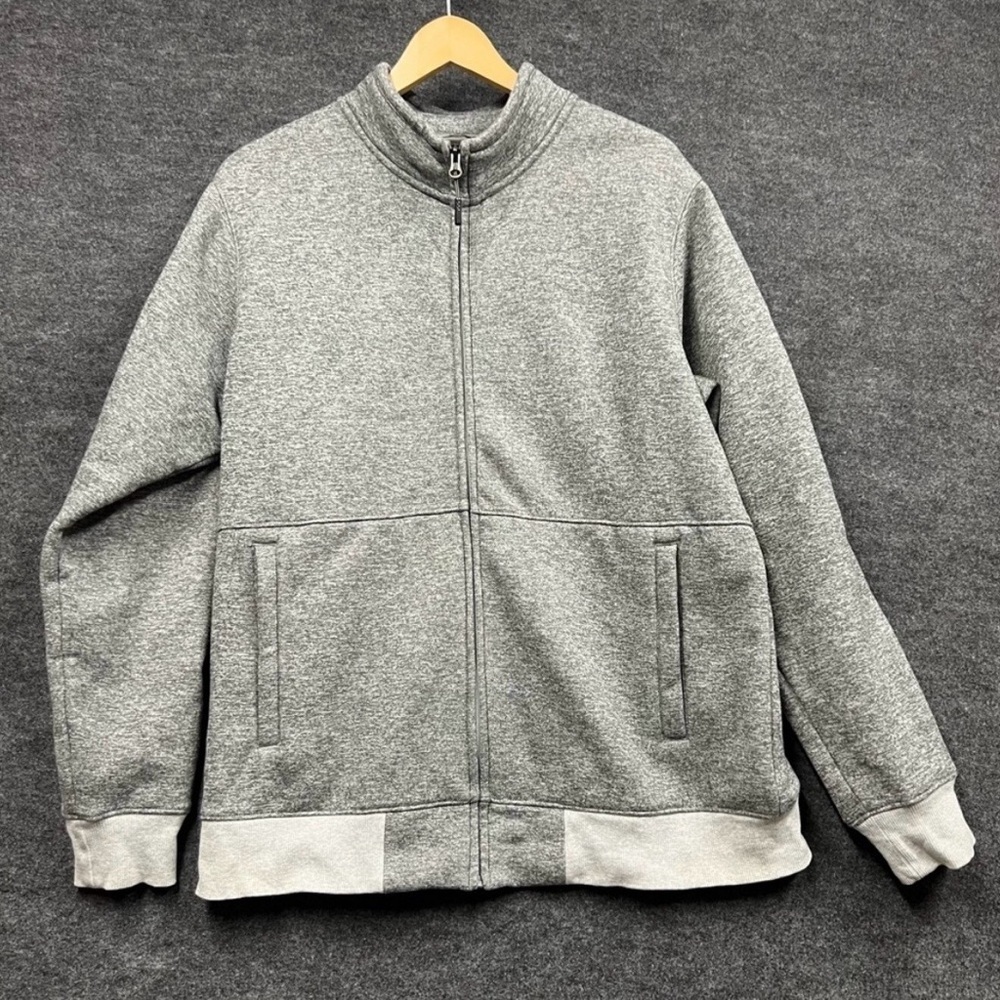 The North Face Men's Gray Fleece Full Zip Jacket with Shoulder Patch Logo Size L